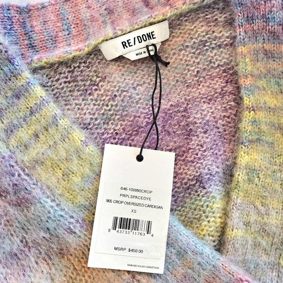 RE/DONE 90s Crop Oversized Cardigan Size XS NWT - Picture 9 of 11